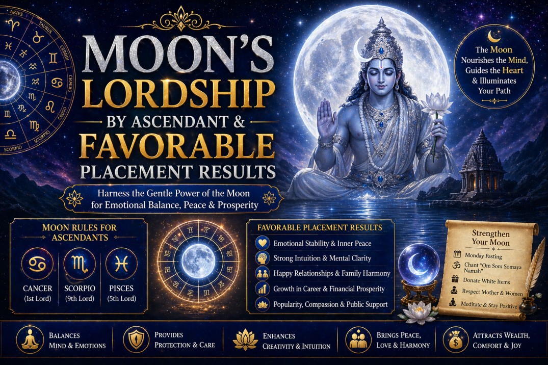 Moon’s Lordship by Ascendant & Favorable Placement Results
