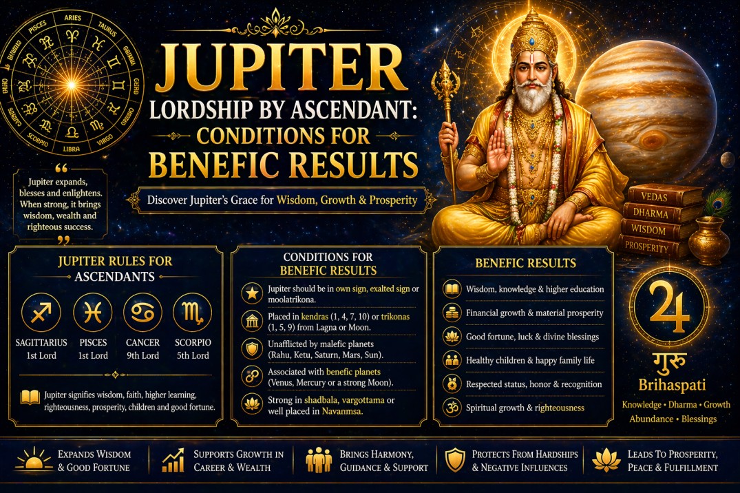 Jupiter Lordship by Ascendant: Conditions for Benefic Results